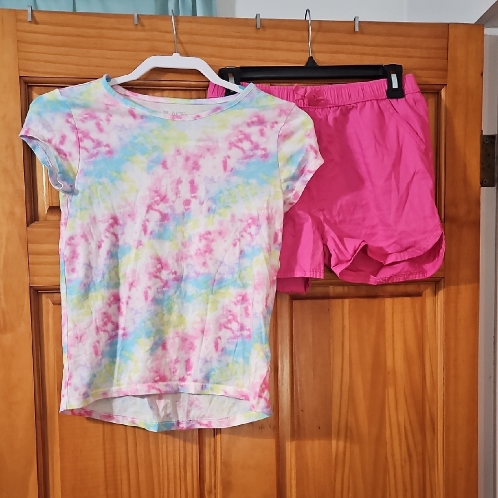 Tie-Dye T-Shirt and Pink Shorts Set